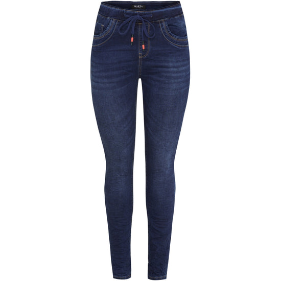 Marta dökkar gallabuxur m. reim