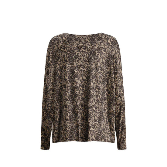 Alma LS top Mocca brown lace
