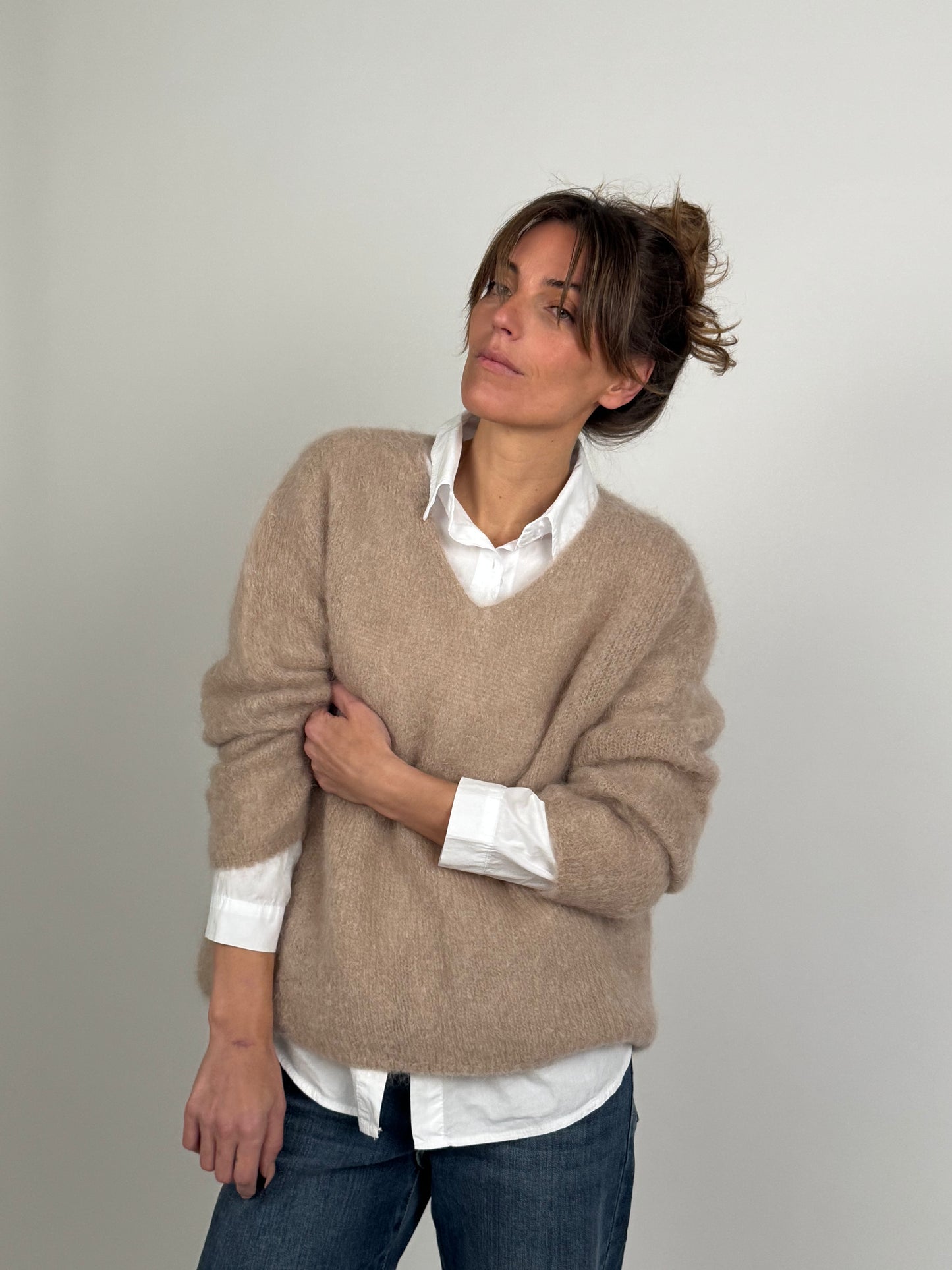 Mona Peysa Mohair Beige