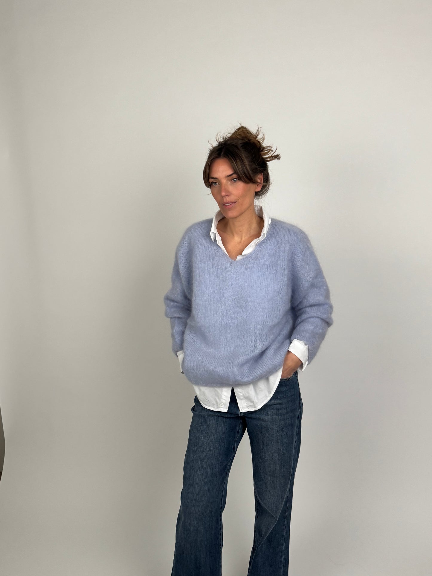 Mona Peysa Mohair Light blue