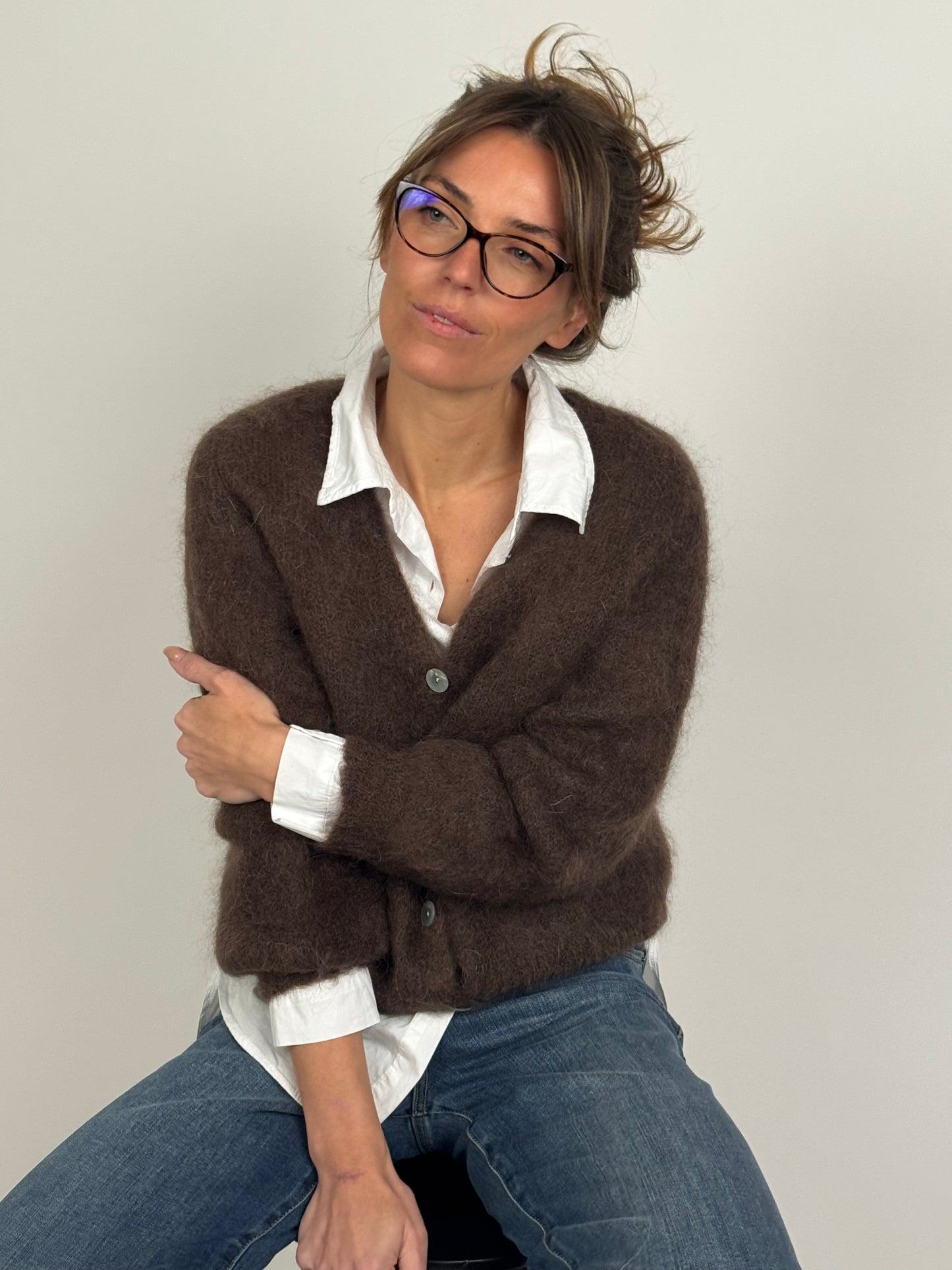 Monsa Cardigan peysa Brown