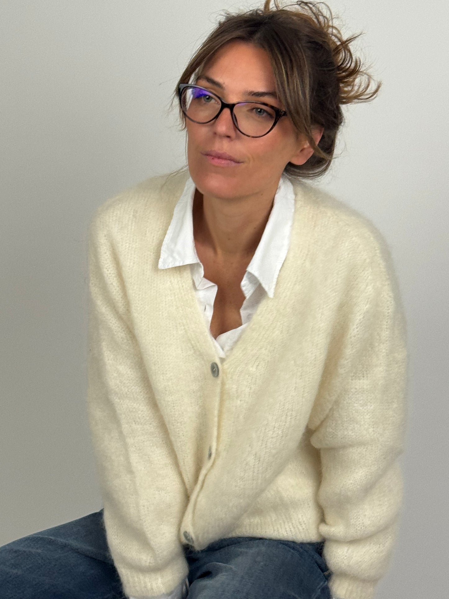 Monsa Cardigan peysa Off White