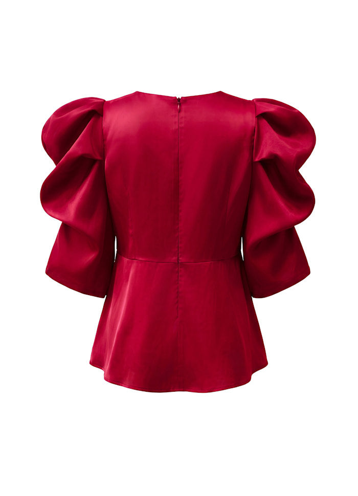 Winnie Peplum blouse Rauð