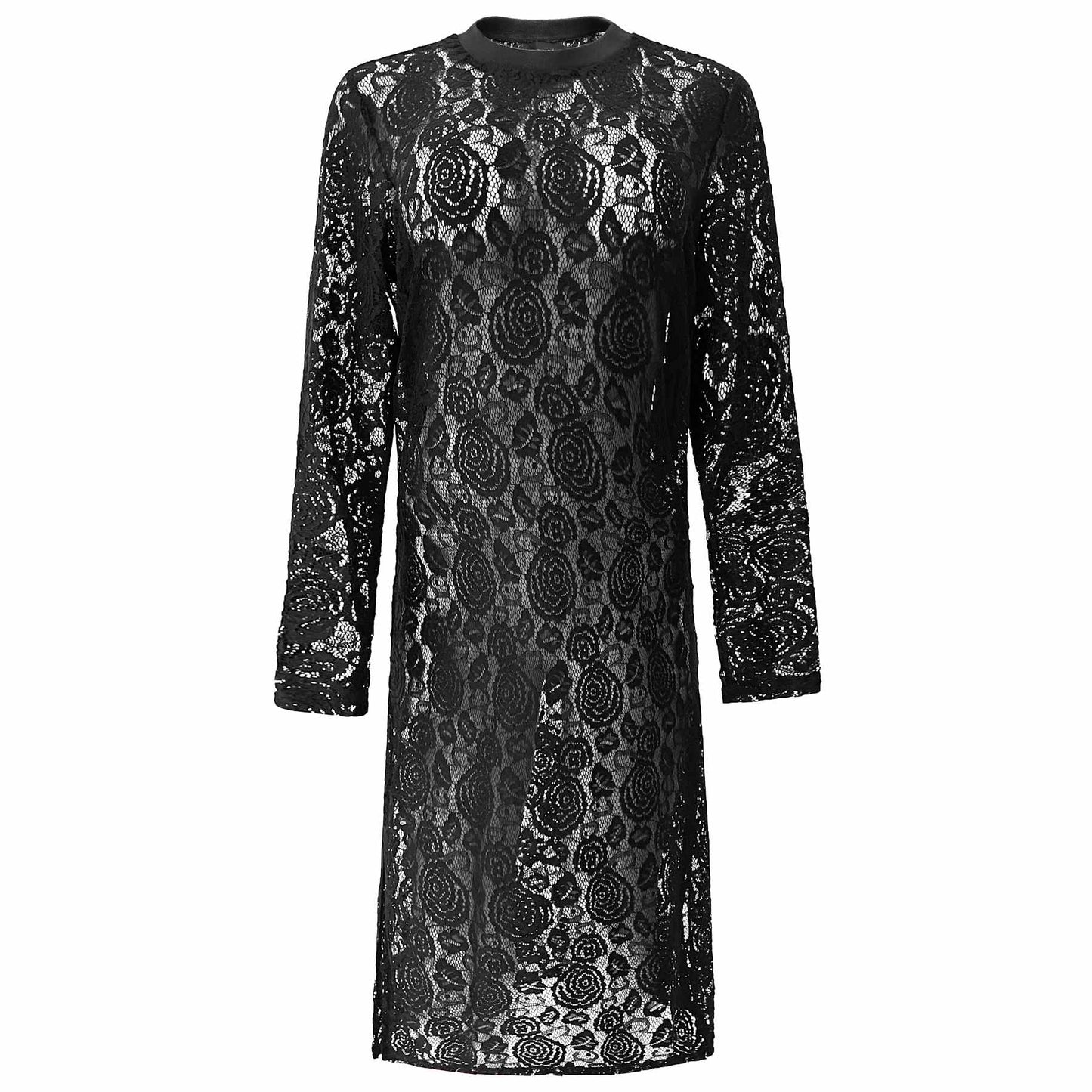 Lace LS long dress Svartur