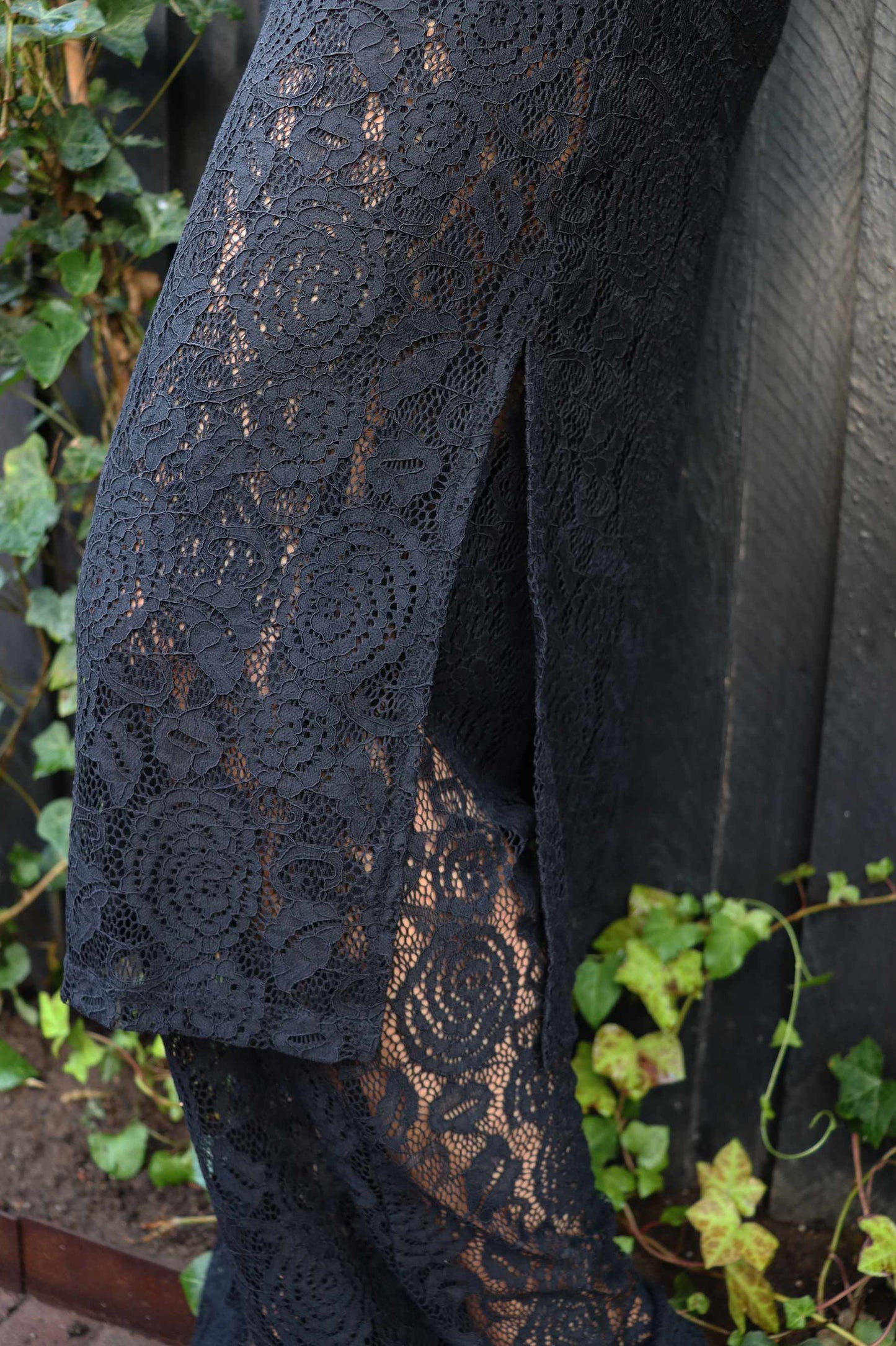 Lace LS long dress Svartur