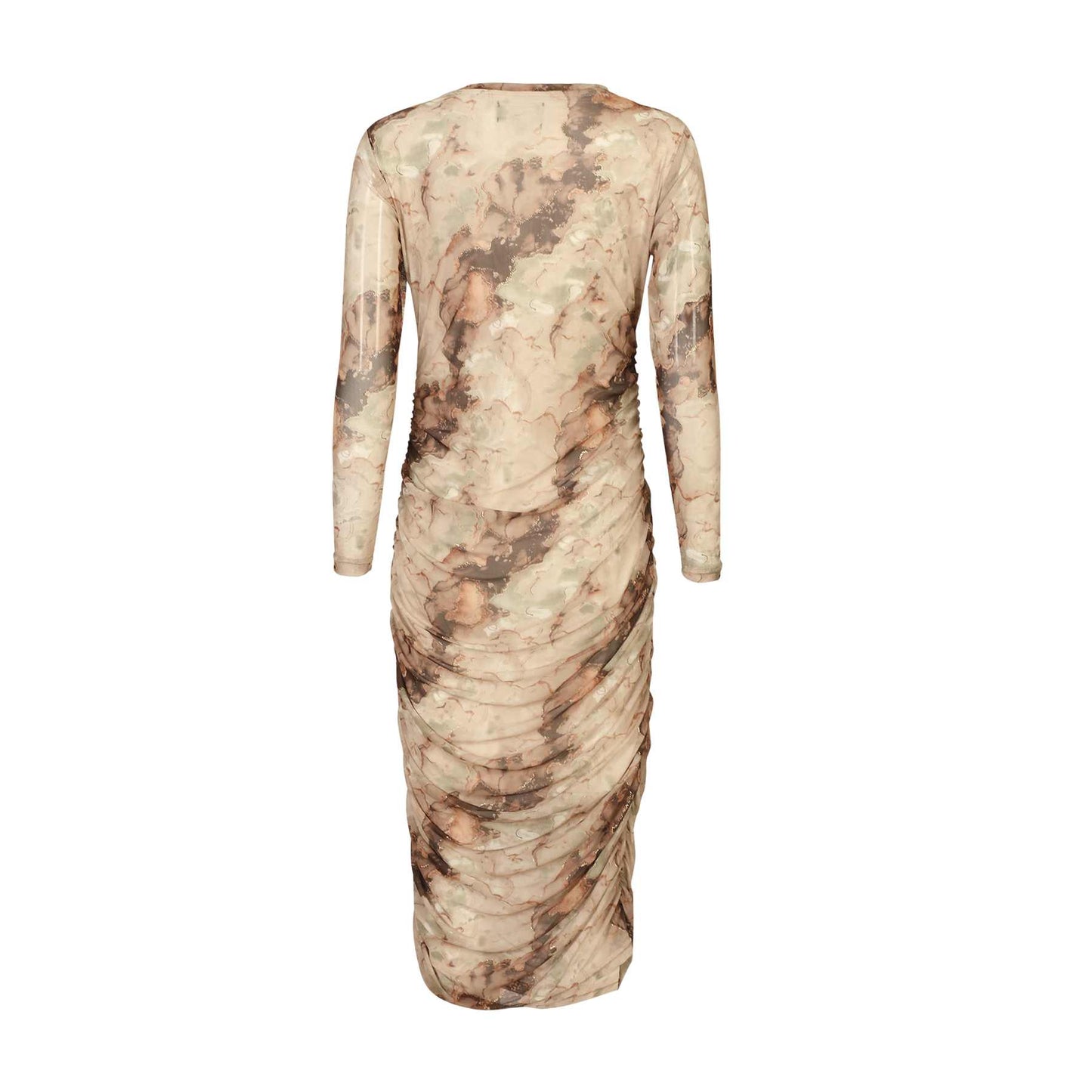 Mesh LS Long dress gold marble