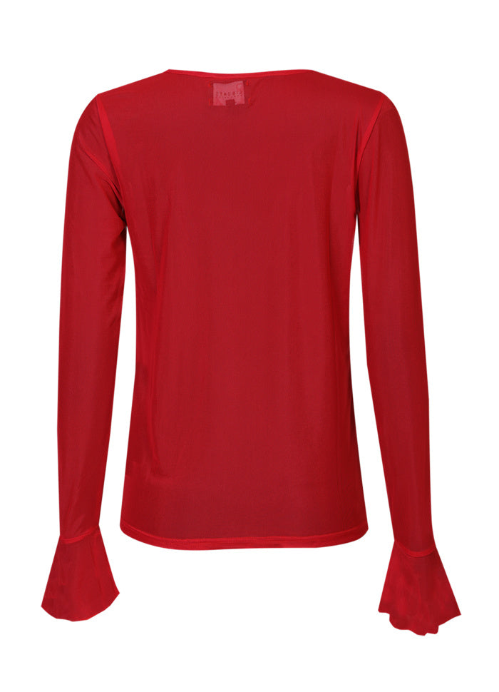 Mesh LS Frill bolur Rauður
