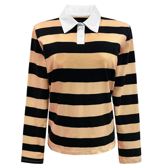 Polo LS T-shirt svart og carmel