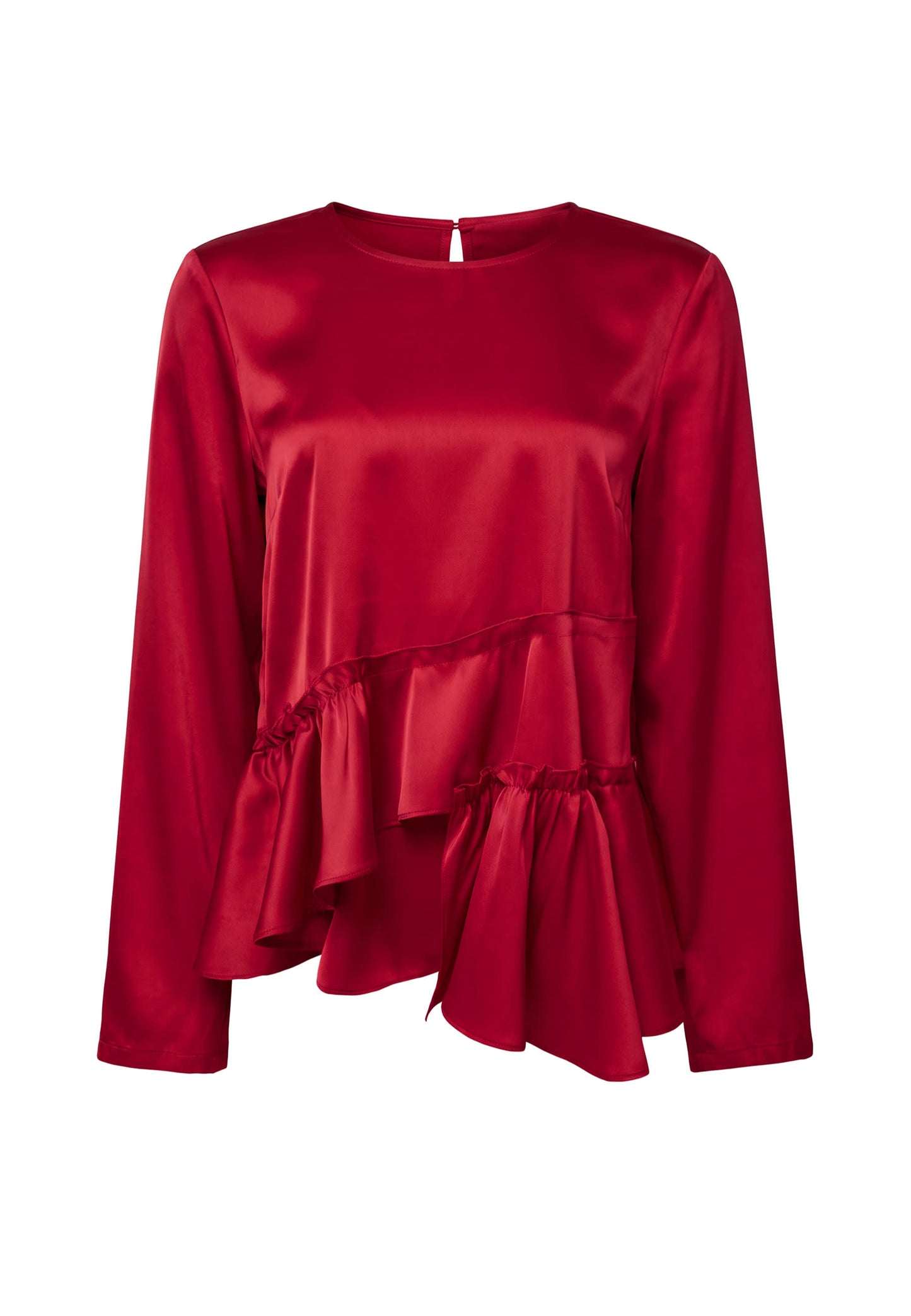 Fie LS Frill blouse rauð