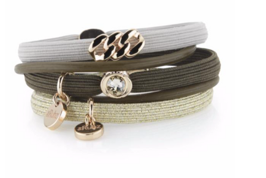 Hair Ties - Olive, Sand & Gold with Soft Gold